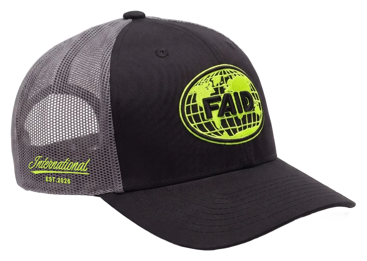FAID Globe Trucker cap, Black / Grey Neon