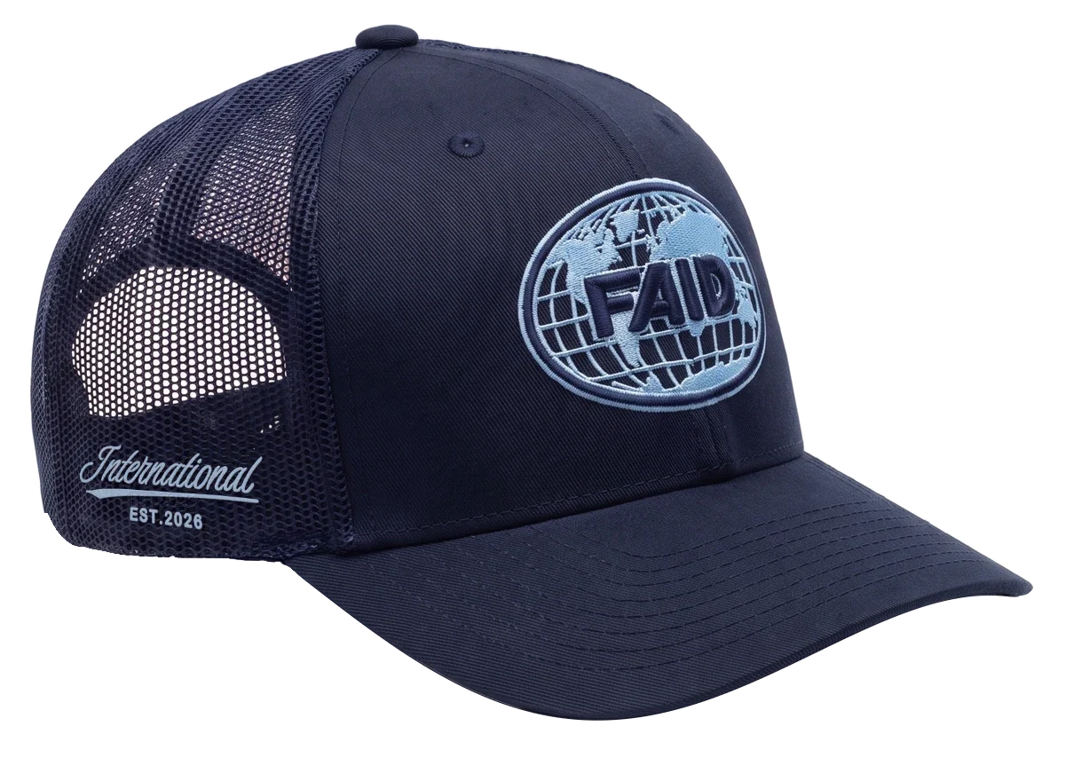FAID Globe Trucker cap, Navy / Baby Blue