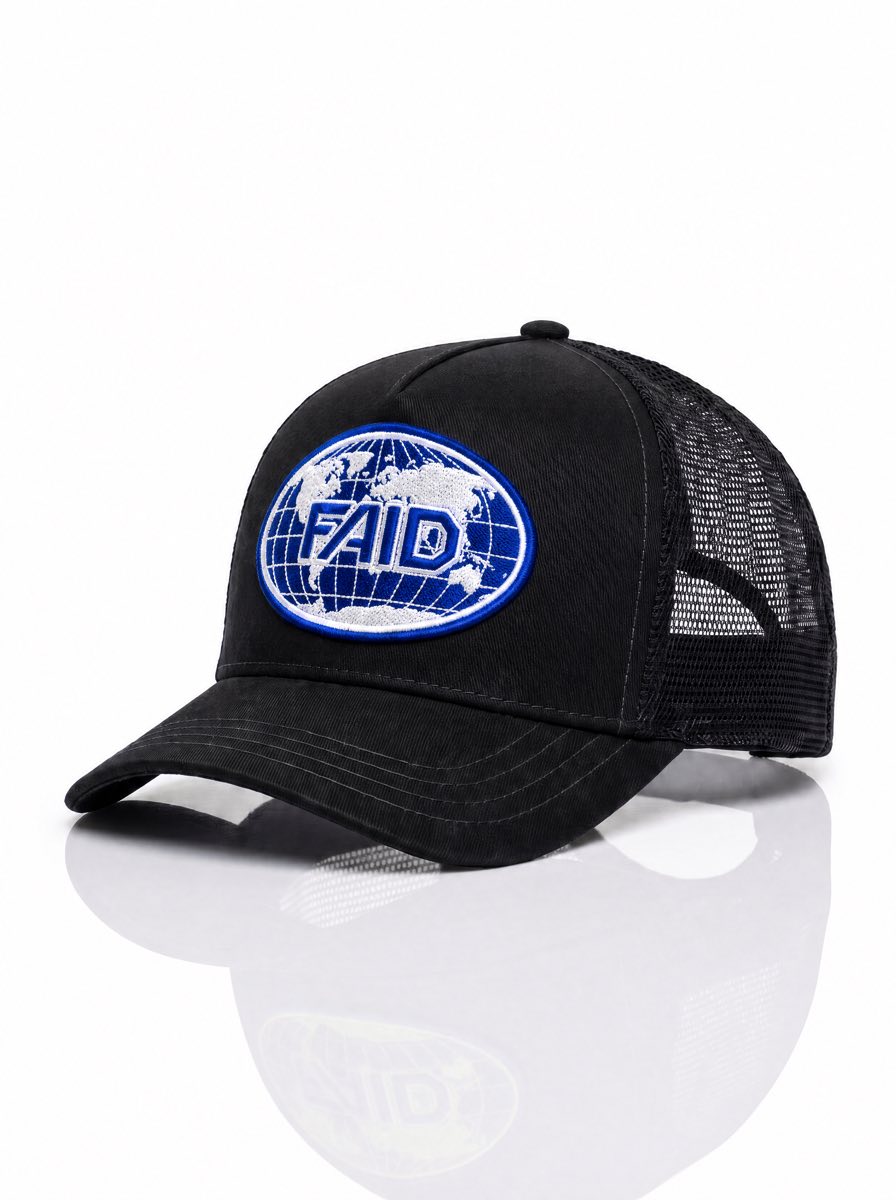 FAID cap, black with royal blue logo