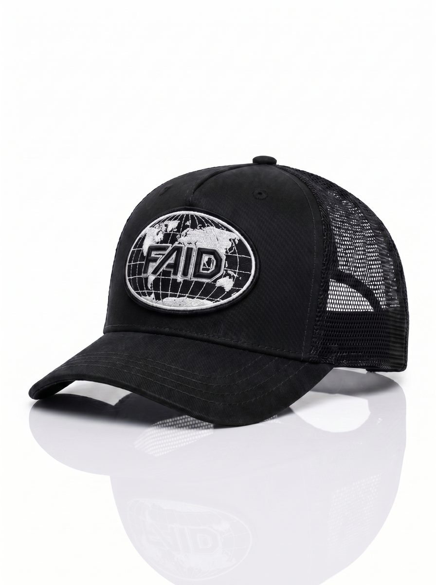 FAID cap, black with white logo