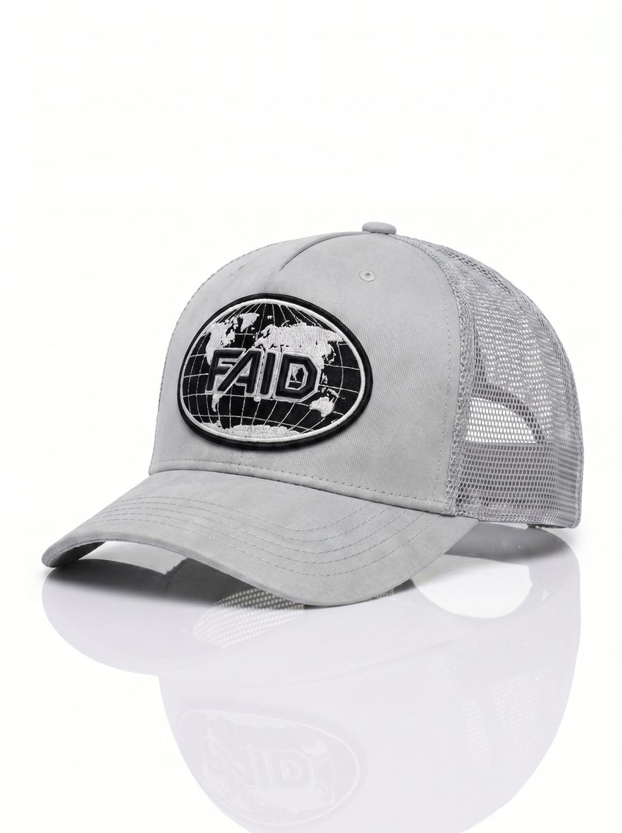 FAID cap, grey with black and white logo