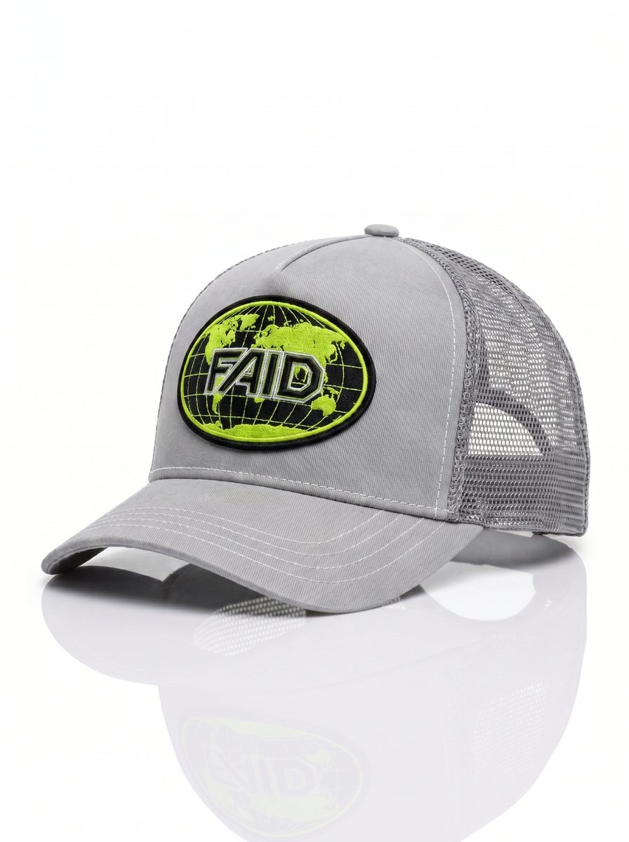 FAID cap, grey with original neon logo