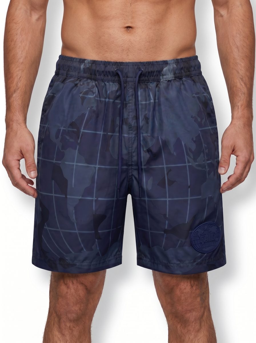 FAID Tailored Short in navy, on model